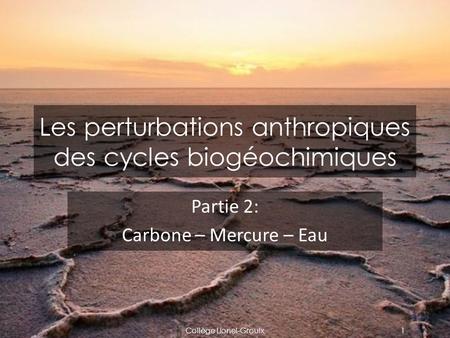 Les perturbations anthropiques des cycles biogéochimiques