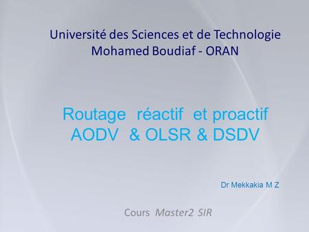 Université des Sciences et de Technologie Mohamed Boudiaf - ORAN