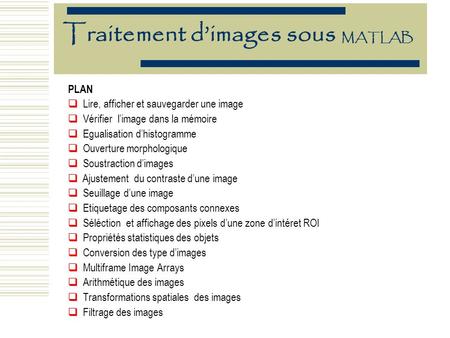 Traitement d’images sous MATLAB