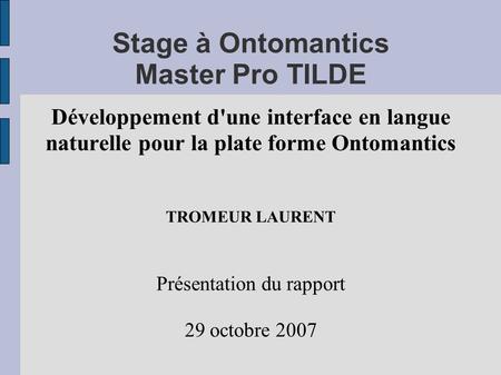 Stage à Ontomantics Master Pro TILDE