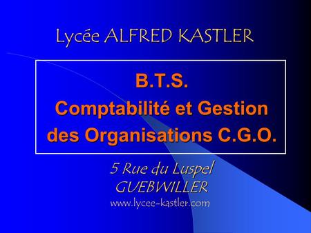 B.T.S. Comptabilité et Gestion des Organisations C.G.O.