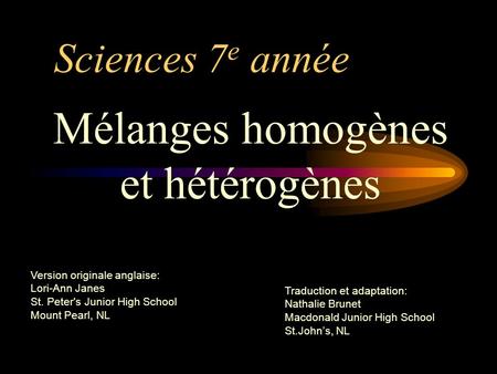 Mélanges homogènes et hétérogènes