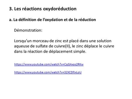 3. Les réactions oxydoréduction