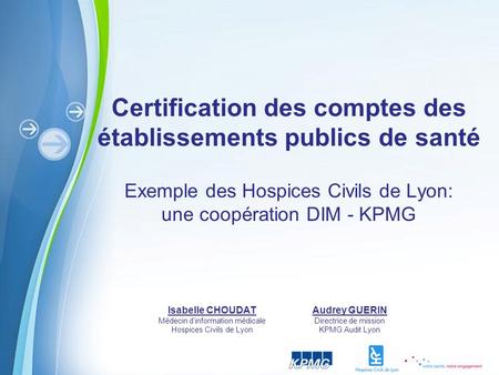 Certification des comptes des établissements publics de santé