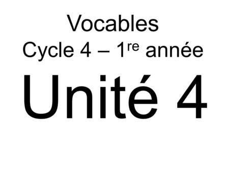 Vocables Cycle 4 – 1re année