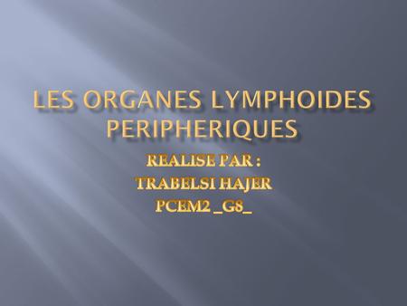 LES ORGANES LYMPHOIDES PERIPHERIQUES