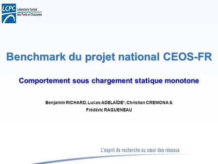 Benchmark du projet national CEOS-FR