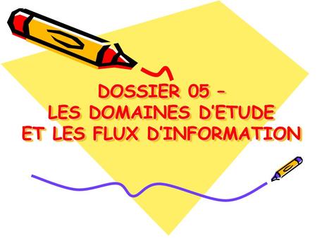 DOSSIER 05 – LES DOMAINES D’ETUDE ET LES FLUX D’INFORMATION
