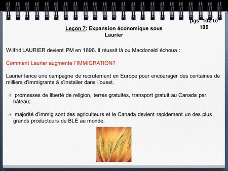 Leçon 7: Expansion économique sous Laurier