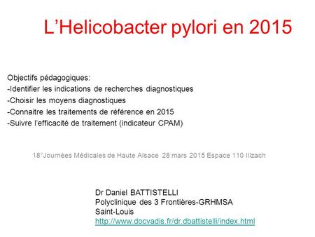 L’Helicobacter pylori en 2015