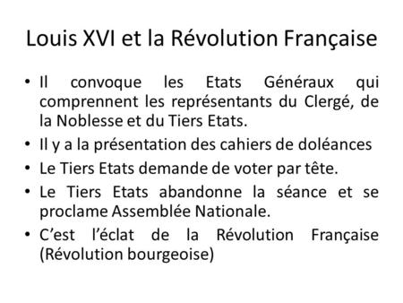 Louis XVI et la Révolution Française