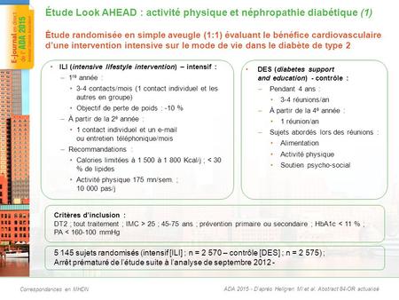 Étude Look AHEAD : activité physique et néphropathie diabétique (2)
