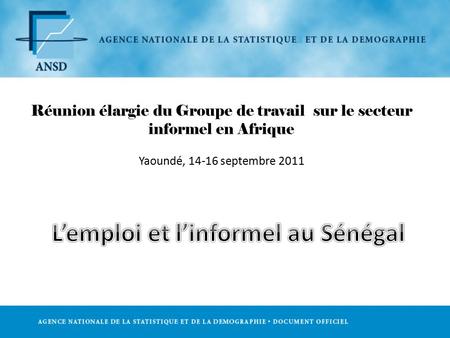 Réunion élargie du Groupe de travail sur le secteur informel en Afrique Yaoundé, 14-16 septembre 2011.