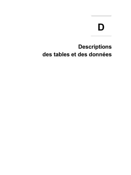 Descriptions des tables et des données D. Objets procéduraux basés d'Oracle D - 2 DIAGRAMME ENTITE/RELATION.