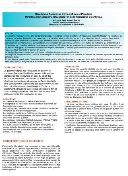 République Algérienne Démocratique et Populaire Ministère d‘Enseignement Supérieur et de la Recherche Scientifique Université Kasdi Merbah Ouargla Faculté.