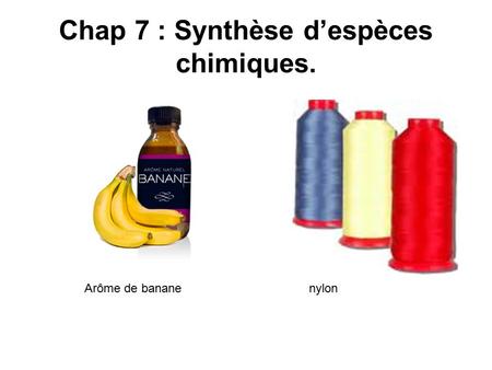 Chap 7 : Synthèse d’espèces chimiques.