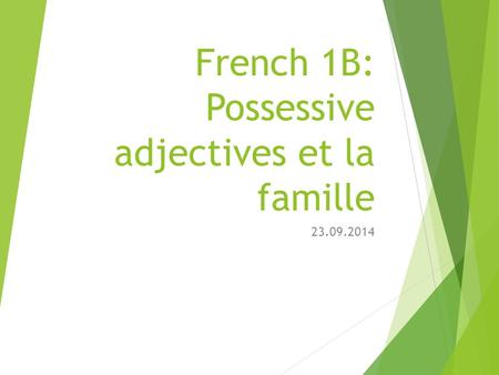 French 1B: Possessive adjectives et la famille 23.09.2014.