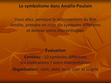 Le symbolisme dans Amélie Poulain