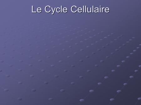 Le Cycle Cellulaire.