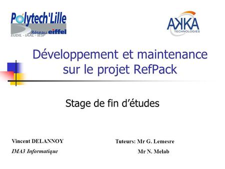 Développement et maintenance sur le projet RefPack