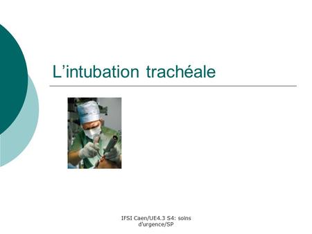 L’intubation trachéale