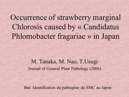 M. Tanaka, M. Nao, T.Usugi Journal of General Plant Pathology (2006)