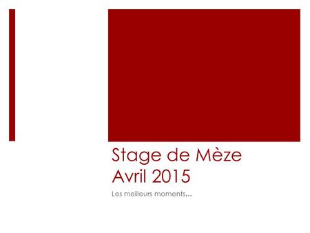 Stage de Mèze Avril 2015 Les meilleurs moments…. Deux enseignants généreux et passionnés.