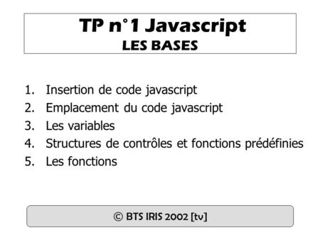 TP n°1 Javascript LES BASES