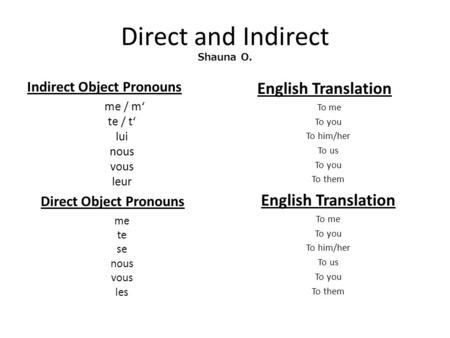 Direct and Indirect Shauna O.