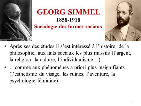 GEORG SIMMEL Sociologie des formes sociaux