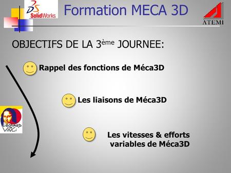 Formation MECA 3D OBJECTIFS DE LA 3ème JOURNEE: