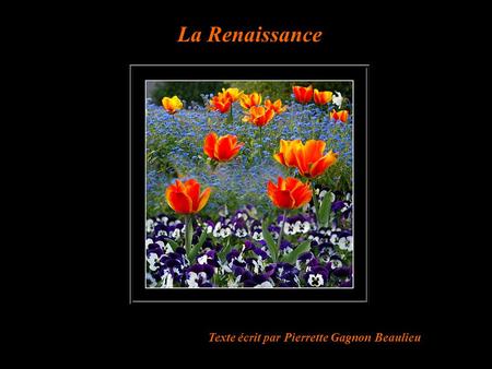 La Renaissance Texte écrit par Pierrette Gagnon Beaulieu.