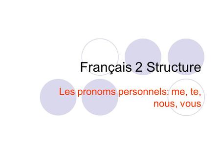 Français 2 Structure Les pronoms personnels: me, te, nous, vous.