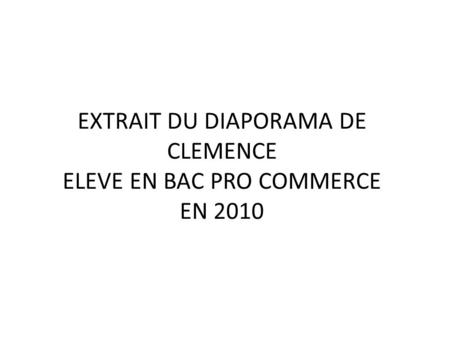 EXTRAIT DU DIAPORAMA DE CLEMENCE ELEVE EN BAC PRO COMMERCE EN 2010