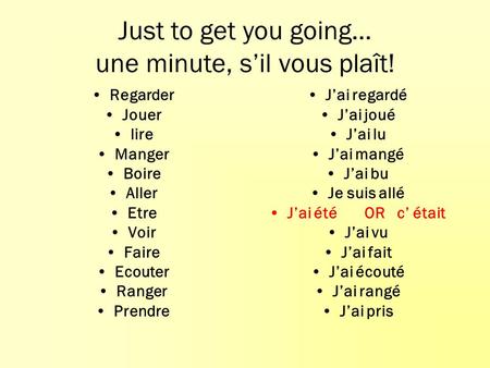 Just to get you going… une minute, s’il vous plaît!
