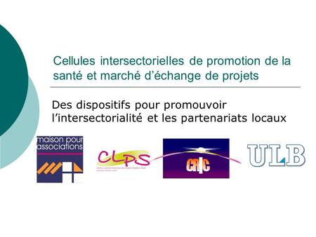 Cellules intersectorielles de promotion de la santé et marché d’échange de projets Des dispositifs pour promouvoir l’intersectorialité et les partenariats.