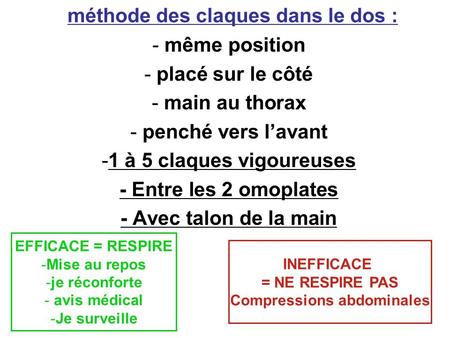 méthode des claques dans le dos :