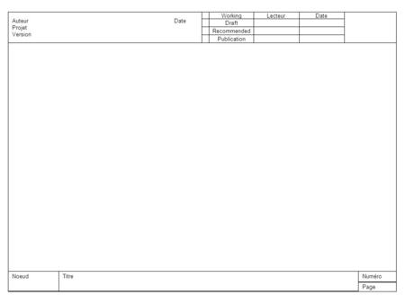 NoeudTitre Numéro Page AuteurDate Projet Version Working Draft Recommended Publication LecteurDate.