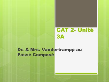 CAT 2- Unité 3A Dr. & Mrs. Vandertrampp au Passé Composé.