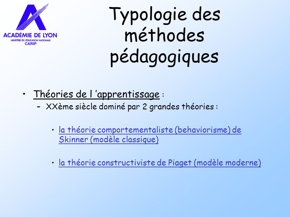 Typologie des m thodes p dagogiques