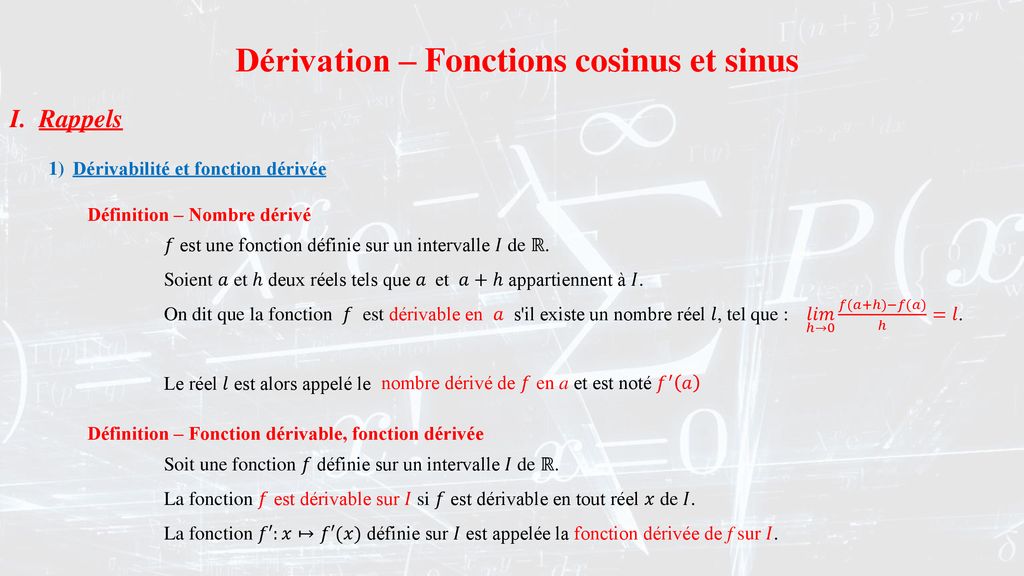 Derivation Fonctions Cosinus Et Sinus Ppt Telecharger