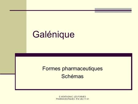 Formes pharmaceutiques Schémas