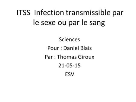ITSS Infection transmissible par le sexe ou par le sang