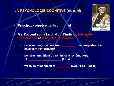 LA PSYCHOLOGIE COGNITIVE (cf. p.16)