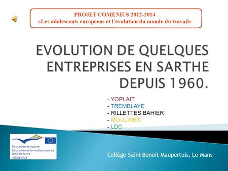 EVOLUTION DE QUELQUES ENTREPRISES EN SARTHE DEPUIS 1960.