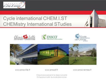 Cycle international CHEM.I.ST CHEMistry International STudies