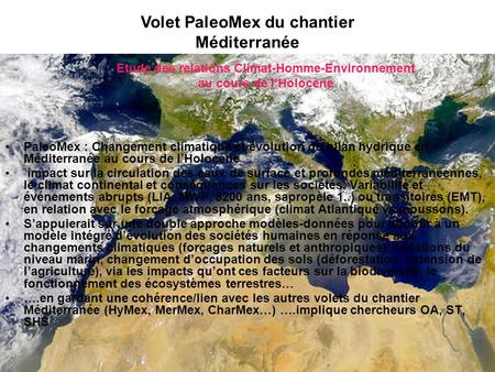 Volet PaleoMex du chantier Méditerranée