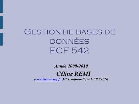 Gestion de bases de données ECF 542