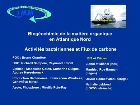 Biogéochimie de la matière organique en Atlantique Nord