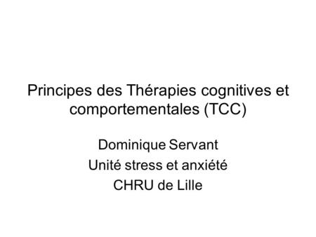 Principes des Thérapies cognitives et comportementales (TCC)